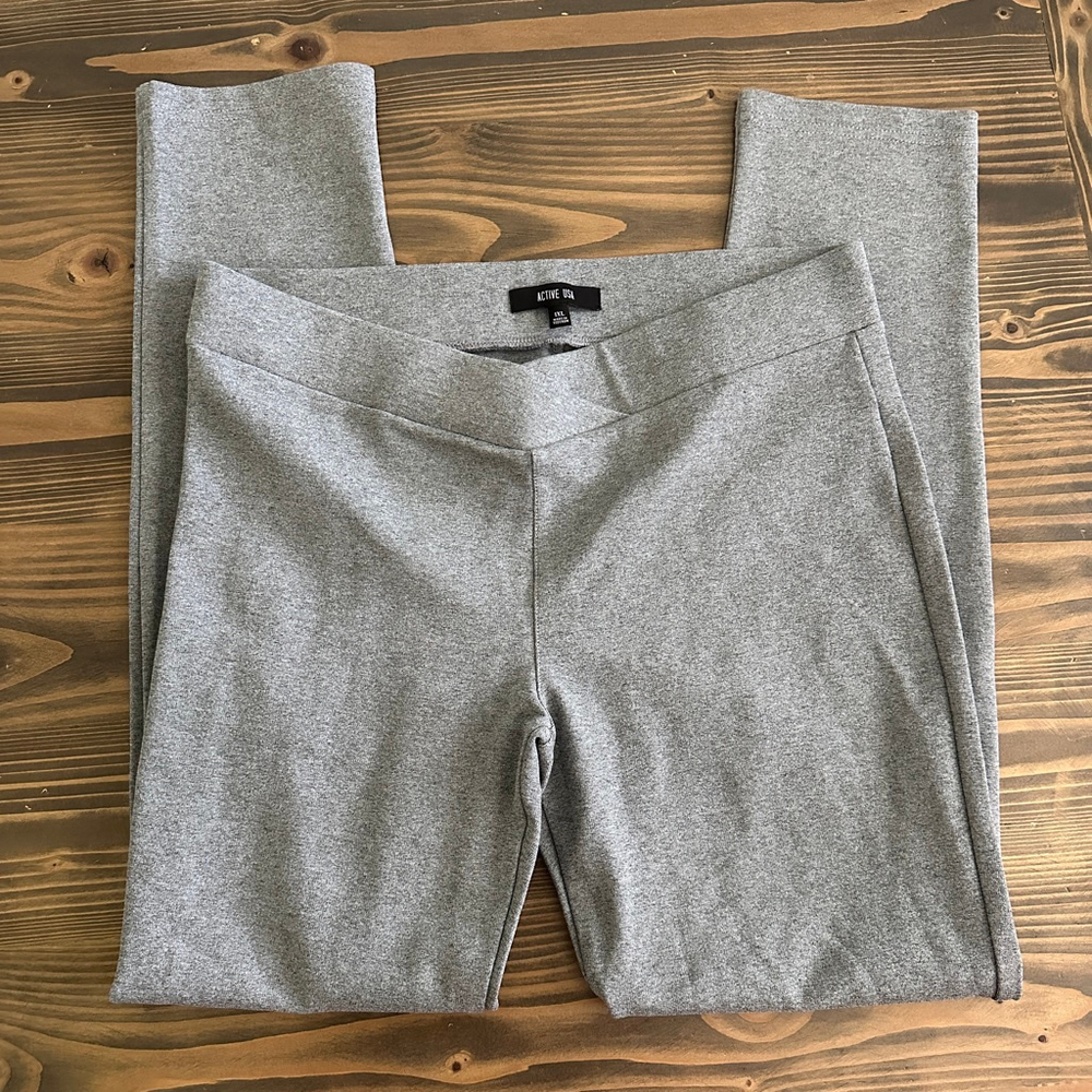 Women’s Active USA Grey Ponte Leggings – Size 1XL – Wide Waistband, Stretch